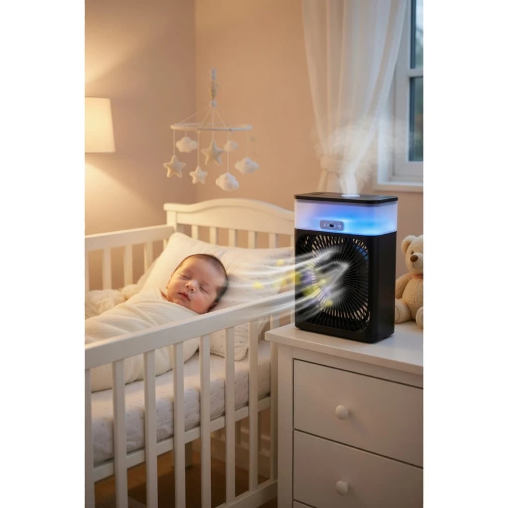Ventilador Climatizador Usb Preto Mini Ar Refresca Umidifica Quarto Calor Verão Refrigerador