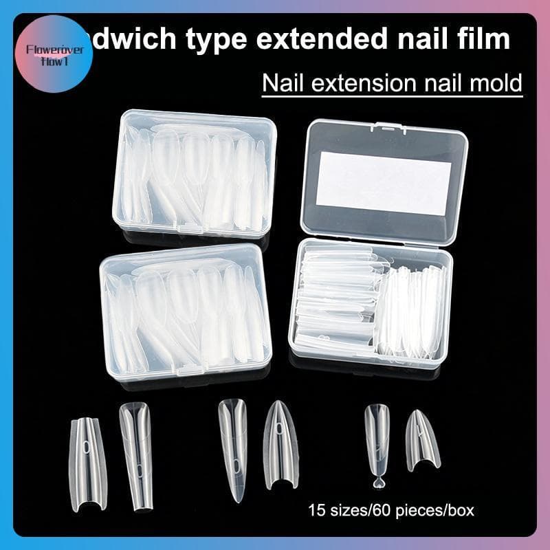 FLOWE Original Sanduíche Unhas Formas Duplas 60 Pcs Molde De Para Qui Salon Manicure Uso Profissional BR