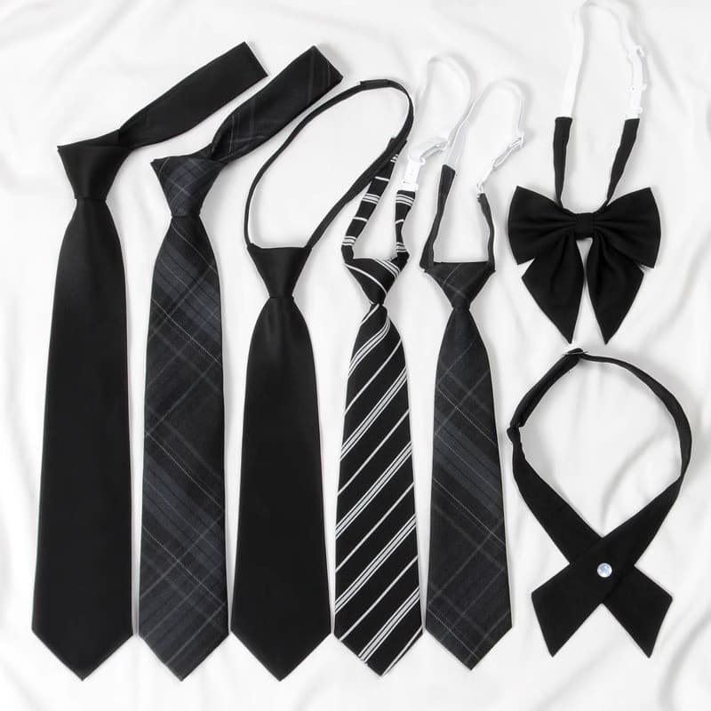 Gravata preta estilo masculino estudante gravata borboleta feminina estilo Preppy camisa com zíper gravata Formal de neg