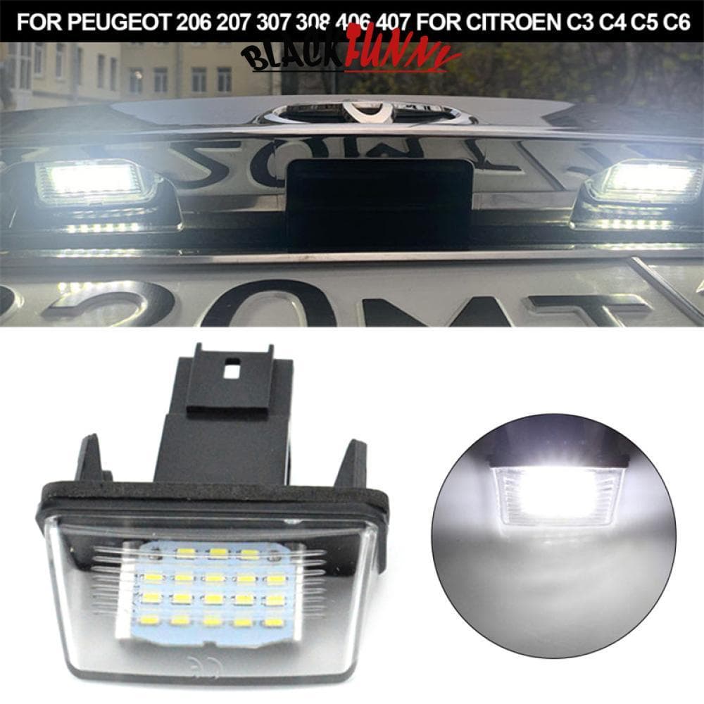BLACKFUNNY 1PC 18LED Lâmpada De Luz Da Placa Carro 12V 6500K Para Peugeot 206 207 307 308 406 407 Citroen C3 C4 C5 C6 X9