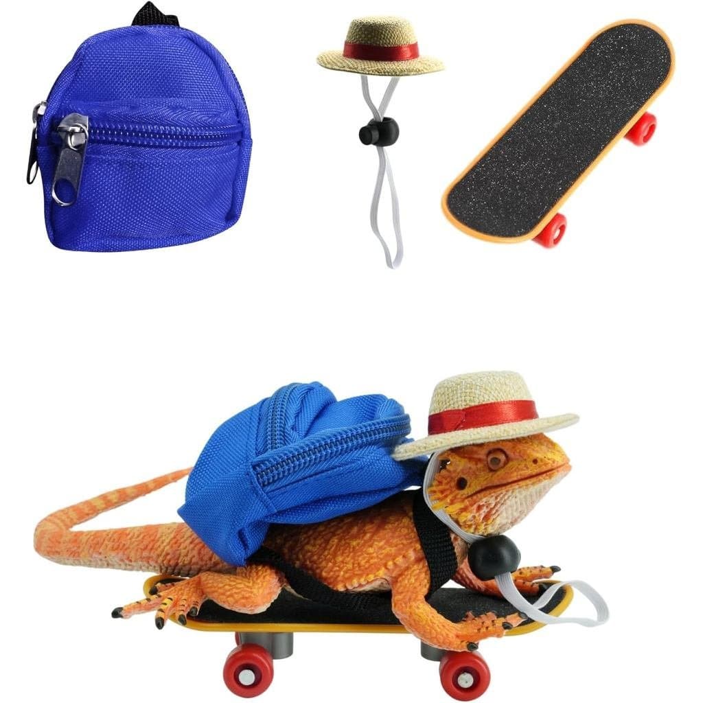 Ajuste de barba para tartaruga dragão barbuda, adequado para mochila pequena de 3 peças, hamster, lagarto, réptil, chapé
