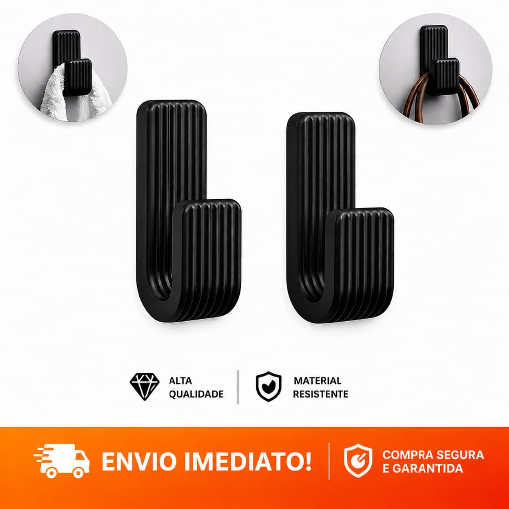Kit 3 Ganchos Toalheiro de Parede Cabide Moderno Minimalista para Banheiro
