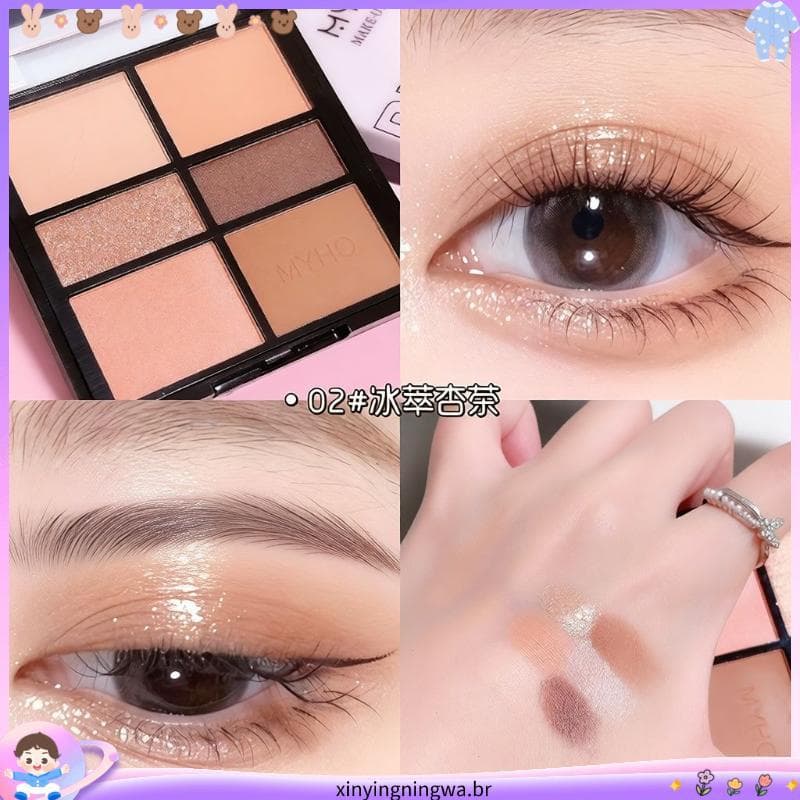 7124 People Collection M YHO Makeup Artist Paleta de sombras de seis cores Leite Chá Cor da terra Perolado Fosco Baixa s