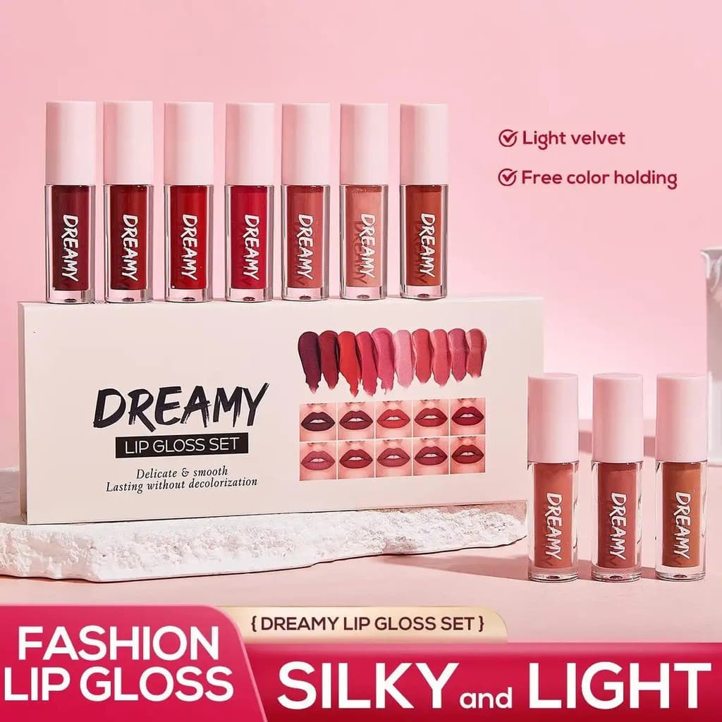 Dreamy Glossy Lip Stain: Batom líquido com cor e efeito brilhante, hidratante e de longa duração, à prova d'água, não pe