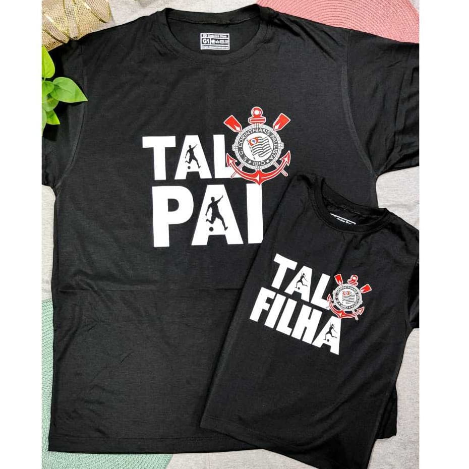 Lindo Kit 2 Camisetas Pai e Filha Tal Pai Tal Filha Esporte Futebol Conjunto 2 Camisas Premium 100% Algodão