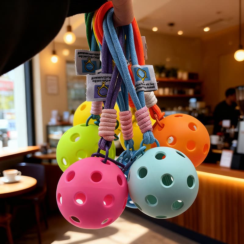 Pickle bola mochila pingente poroso buraco bola com corda colorido saltitante bola pingente brinquedo esportivo das cria