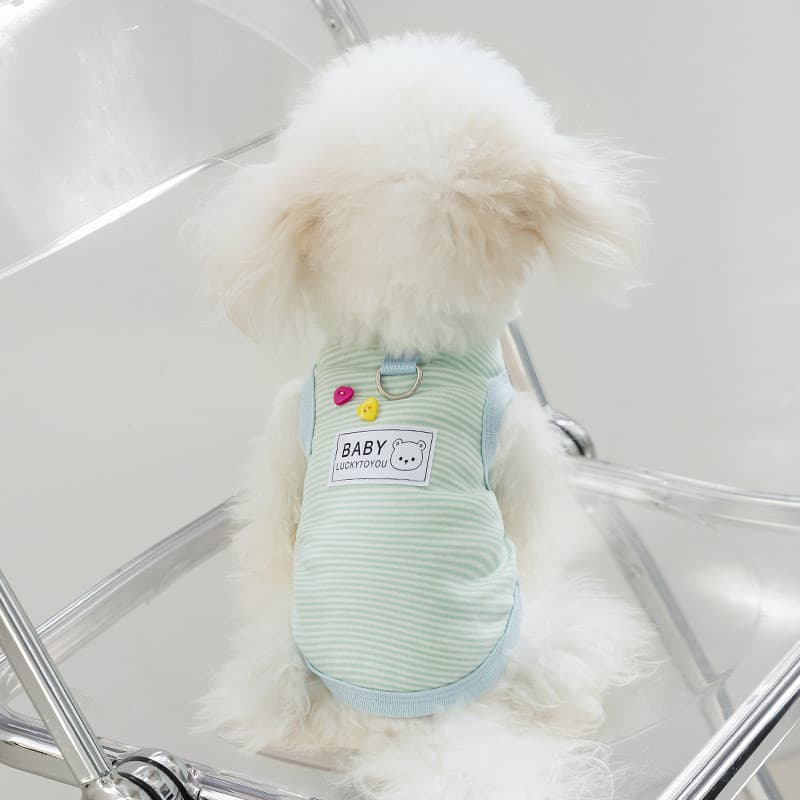 Colete listrado de algodão para cães de pequeno e médio porte, para primavera e verão, roupa de duas pernas para gatos,