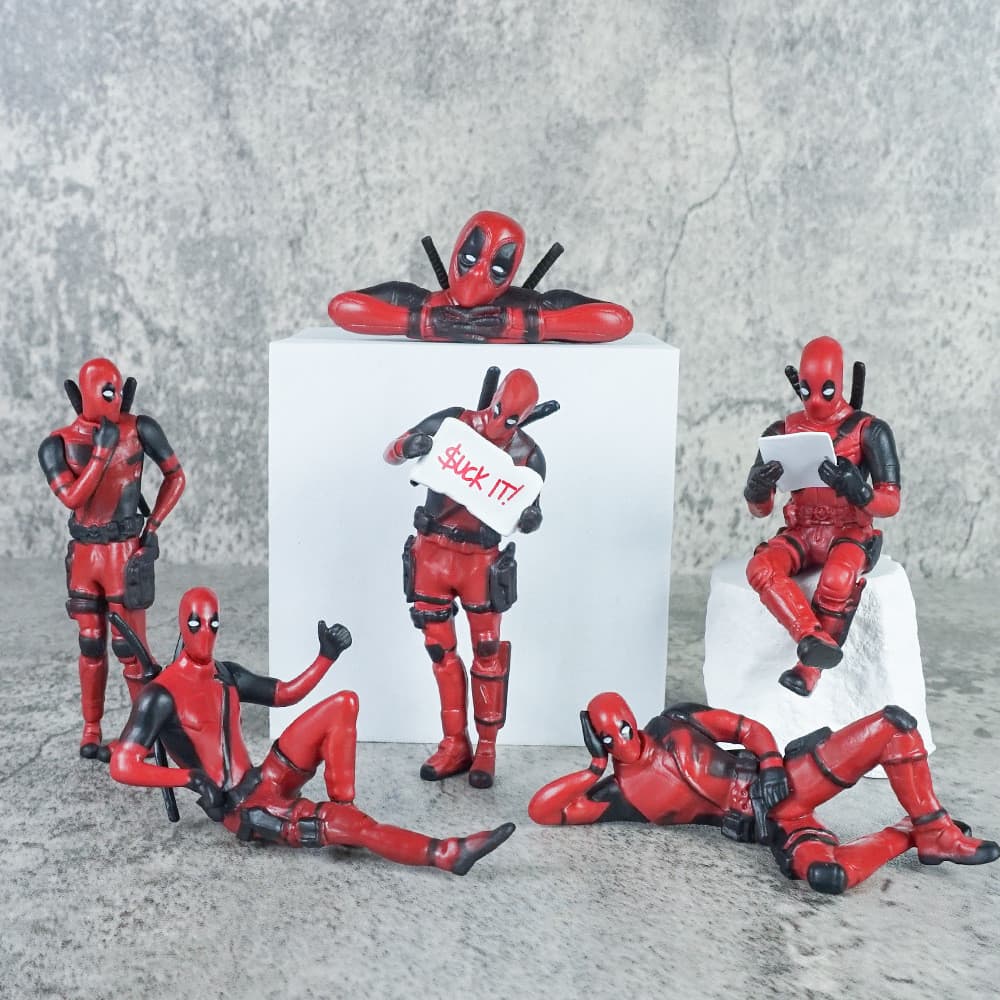 6 Pçs X-Men Deadpool Deitado Figura Volta Lança Segurar Sinal Anime Modelo Painel Do Carro Decoração Cross-border Orname