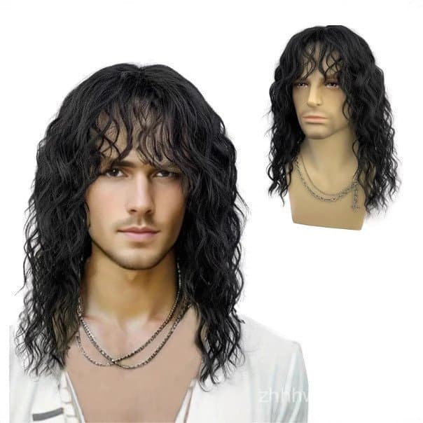 Nova peruca masculina europeia e americana para comércio exterior, cabelo curto cacheado estilo punk rock, peruca para f