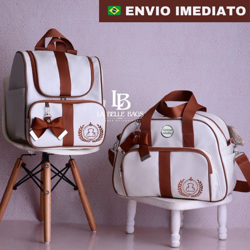 Kit bolsa maternidade 2 peças luxo com mochila versátil 2 em 1 para bebe menino/menina (VG)