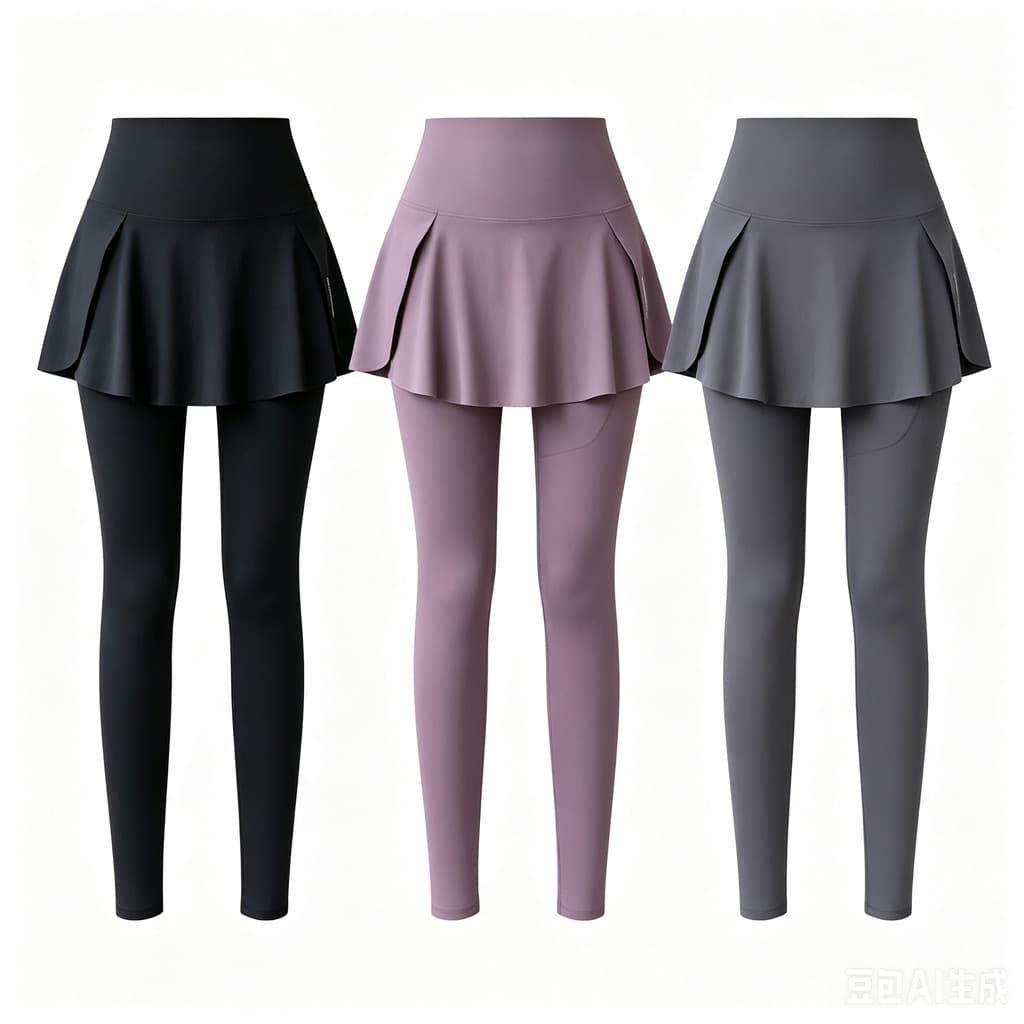 Leggings Femininas De Ioga Com Saias , Calças Esportivas Para Caminhadas Ao Ar Livre Falsas De Tubarão Plus Size De Duas