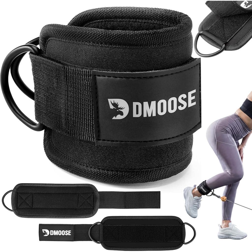 Cinta de Tornozelo DMoose Fitness para Máquina de Cabos - Tamanho Único com Almofadas de Acolchoamento Premium, Cintas d