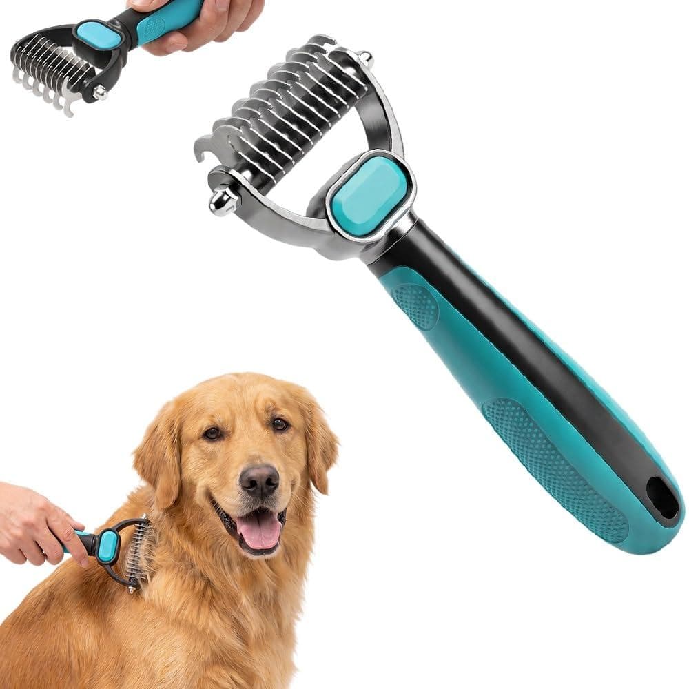 Raspador de Cabelo Dupla Face para Cães, 2 em 1 para Desembaraçar e Remover Pelos, Removedor de Pelos Ergonômico para Cã