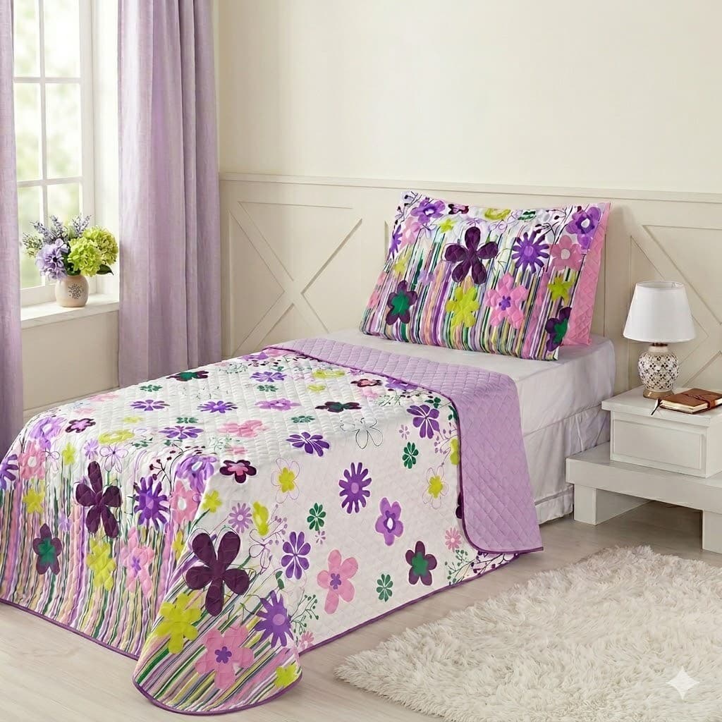 Cobre leito Colcha Solteiro Dupla Face com Porta Travesseiro Kids Infantil Estampado