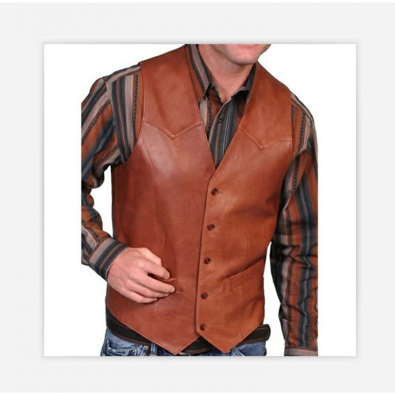 2023 moda masculina Retro colete masculino único Breasted colete de couro jaqueta masculina 7/27
