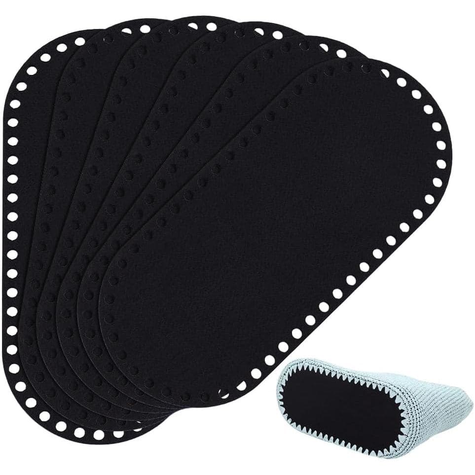 PH PandaHall 6 peças de base inferior oval de feltro preta para bolsa de crochê, 8,7x3,9 polegadas, base para bolsa de t