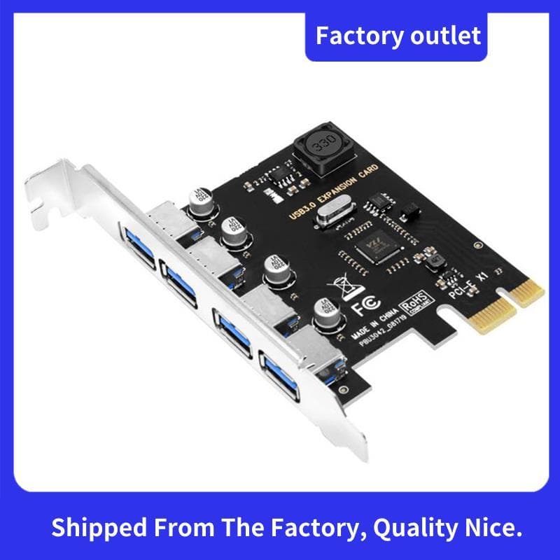 Placa De Expansão PCI-E USB 3.0 De 4 Portas Express PCIe HUB Adaptador USB3.0 Controlador USB3.0