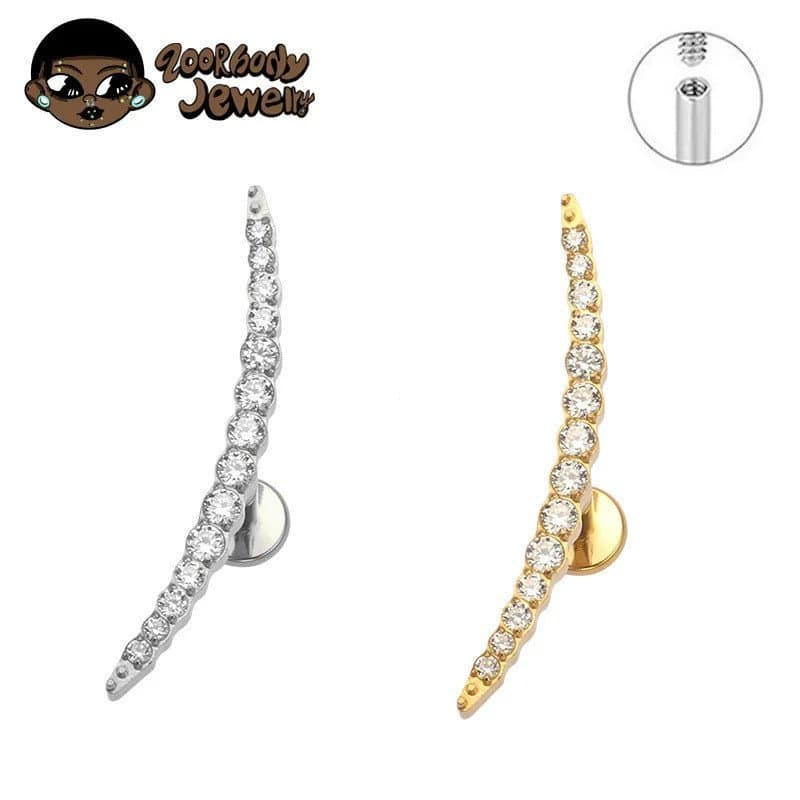 Piercing Labret Titânio Cluster Curvado Zircônia Cravejada | Helix, Tragus, Conch e Outros