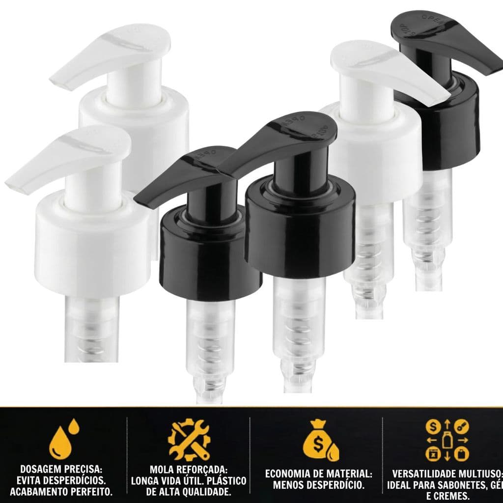 Kit 2 Válvulas Pump Bico de Pato Rosca 28/410 Dosadora Para Saboneteira Shampoo Cremes Detergentes