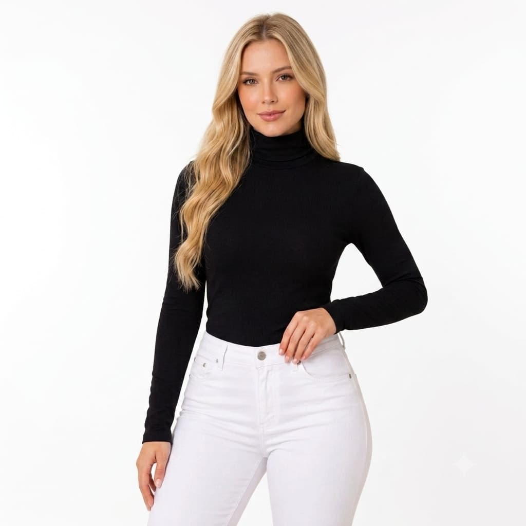 Blusa Feminina Gola Alta Cacharrel Manga Longa Segunda Pele Suplex Inverno Básica
