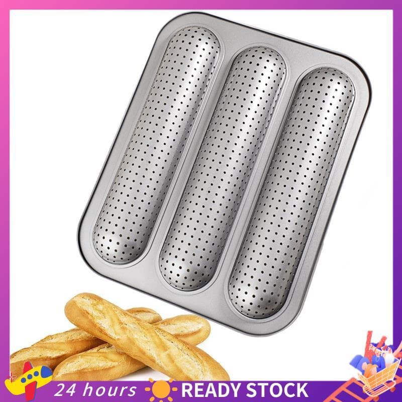 Assadeiras Baguett Pan Pão Francês Molde 3 Cavidade Assadeira Antiaderente Longo Torrada Bolo Bakeware Para Forno