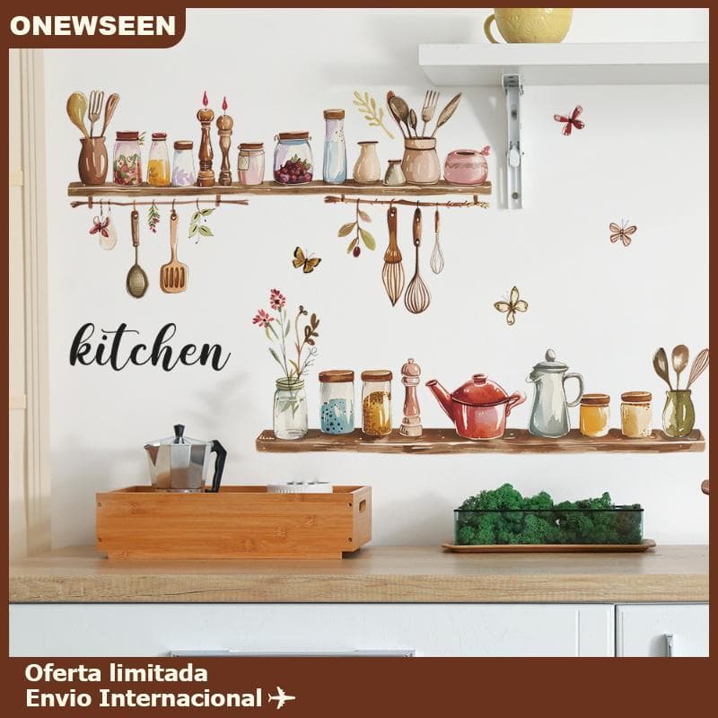 1PC Pintado Utensílios De Cozinha Jarra De Vidro Sala Jantar Casa Embelezamento Decoração Parede Stier Material PVC