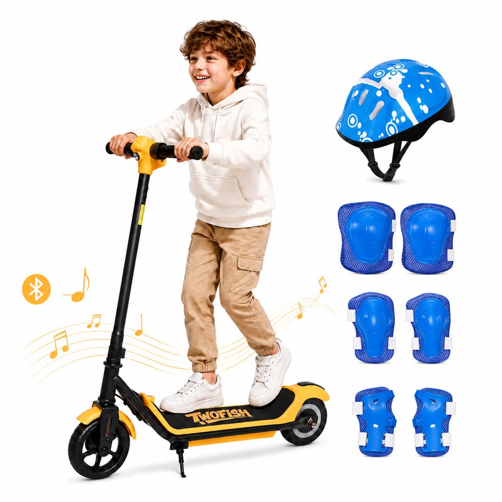 Patinete Elétrico Infantil para Menino e Menina 110W Bateria 24V Autonomia 5-8km Luz no Deck Freio Traseiro 14km/h Azul