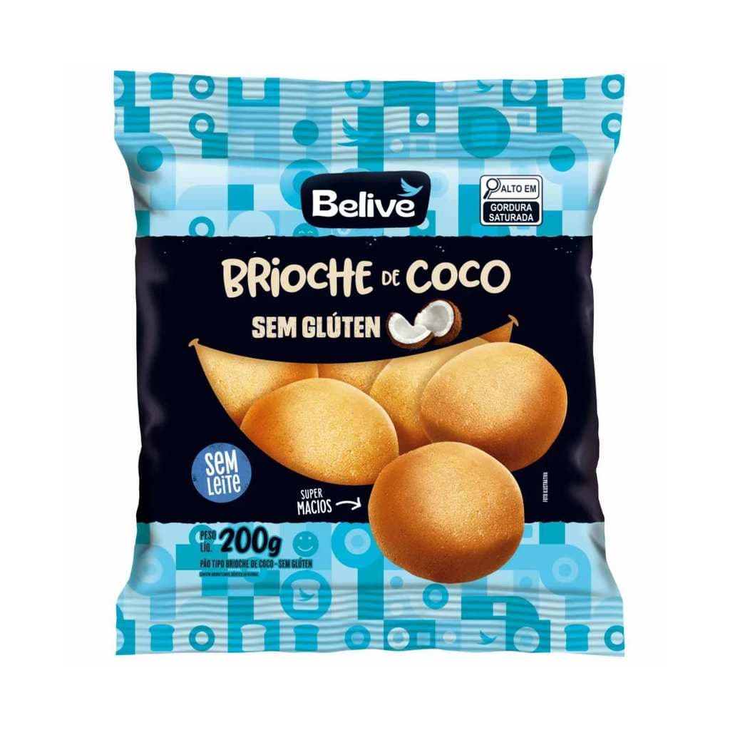 Pão Doce Brioche De Coco Sem Glúten  Zero Lactose - Belive 200g