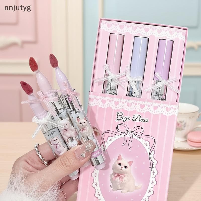 Gege Bear Lip Tint De Longa Duração Com Brilho De Água-Sem Transferência , Hidratante Para Aparência Natural E Uso O Dia