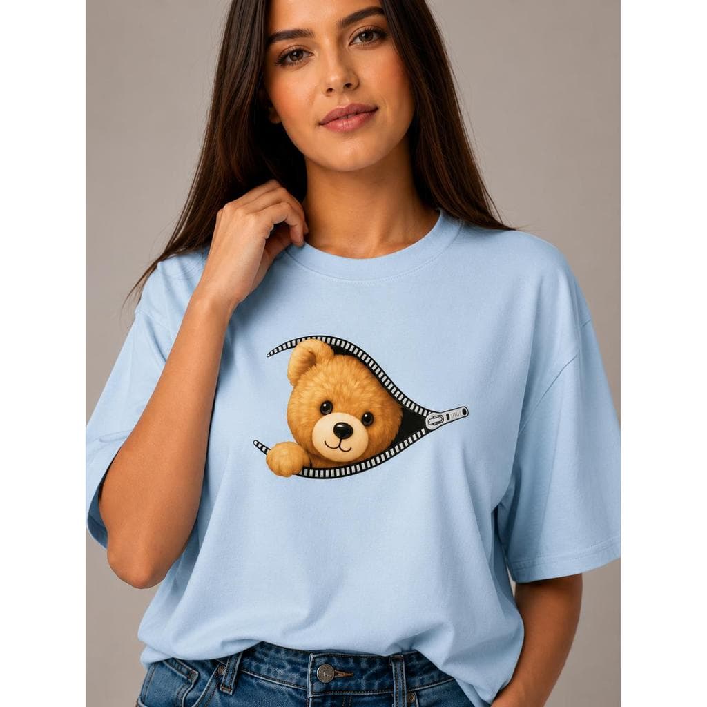 Camiseta Estampa Feminina Academia  Urso Ziper |Conforto estilo Premium