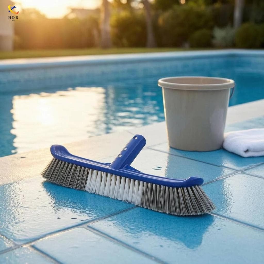 [Hdr] Cabeça De Escova De Piscina Resistente , Cerdas Duras E Duráveis , Design Curvo , Ferramenta Profissional De Manut