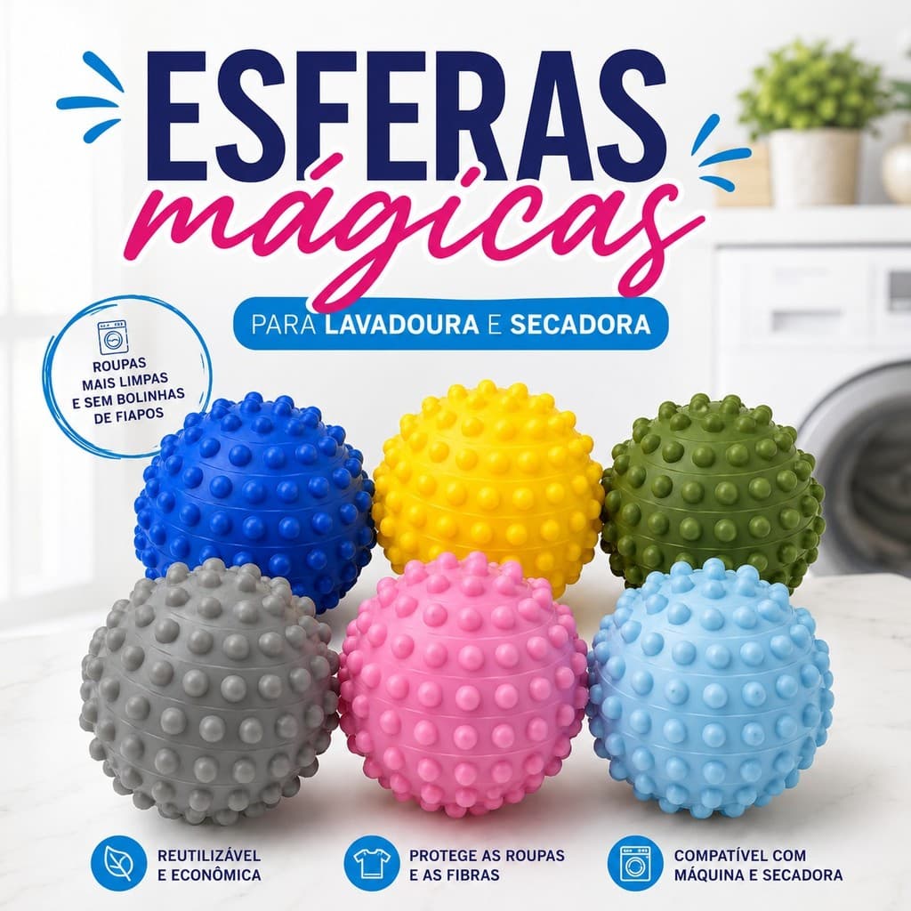 4 Bolas Esferas Para Secadora Roupas Mais Macias E Menos Amassadas