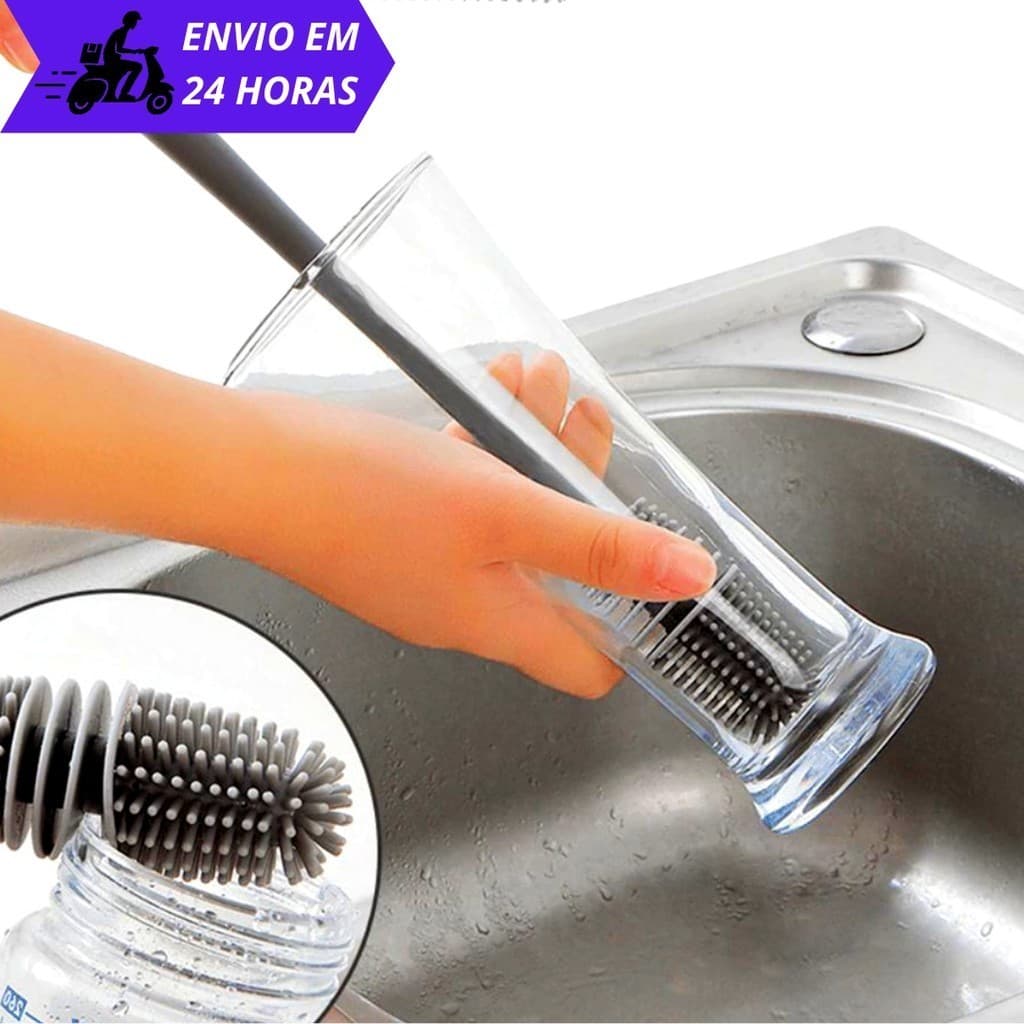KIT 2 Unidades Escovas para Mamadeira Garrafas Térmicas Jarras e Copos Limpeza Cozinha e Restaurante