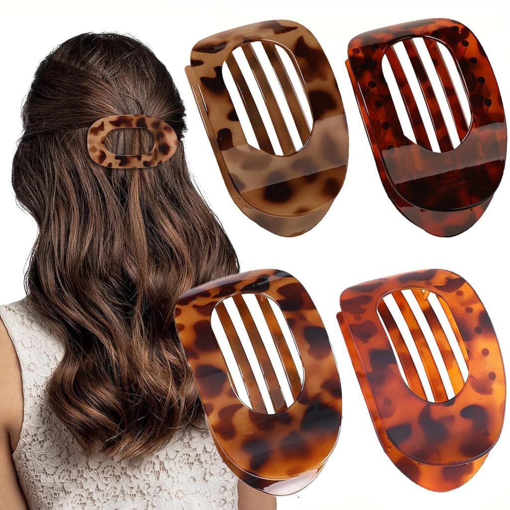 Grampo De Cabelo Oval Plano Para Cima-Dos Na Parte De Trás Da Cabeça , Com Design De Arco Curvo , Clipe De Tubarão Elega