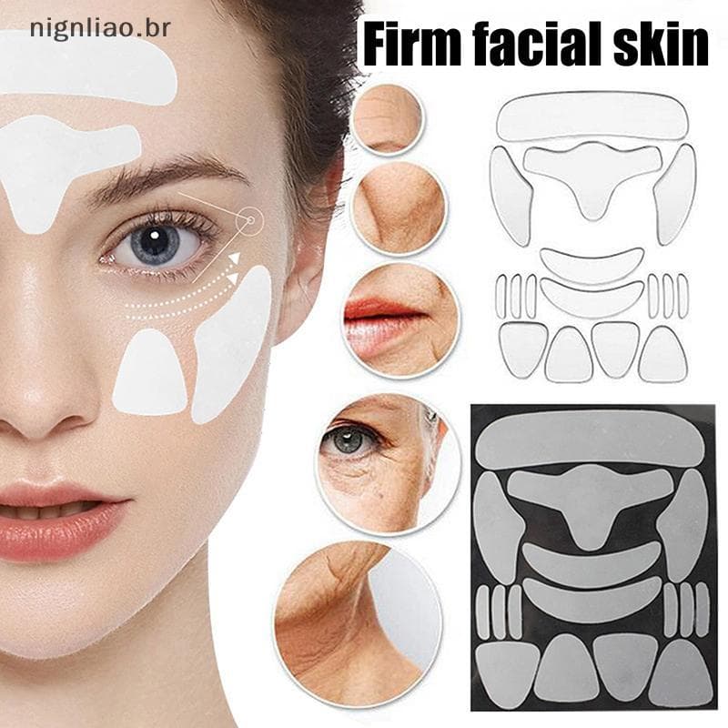 nignliao 16 Unidades Reutilizáveis Rosto Silicone Testa Bochecha Queixo Stier Remendos De Levantamento De Pele BR