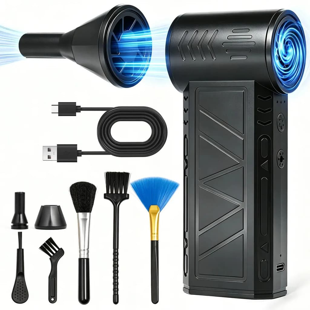 JogoJunto Soprador de Ar 130000 RPM 3 em 1 Aspirador Portátil Sem Fio USB-C 4000mAh com LED