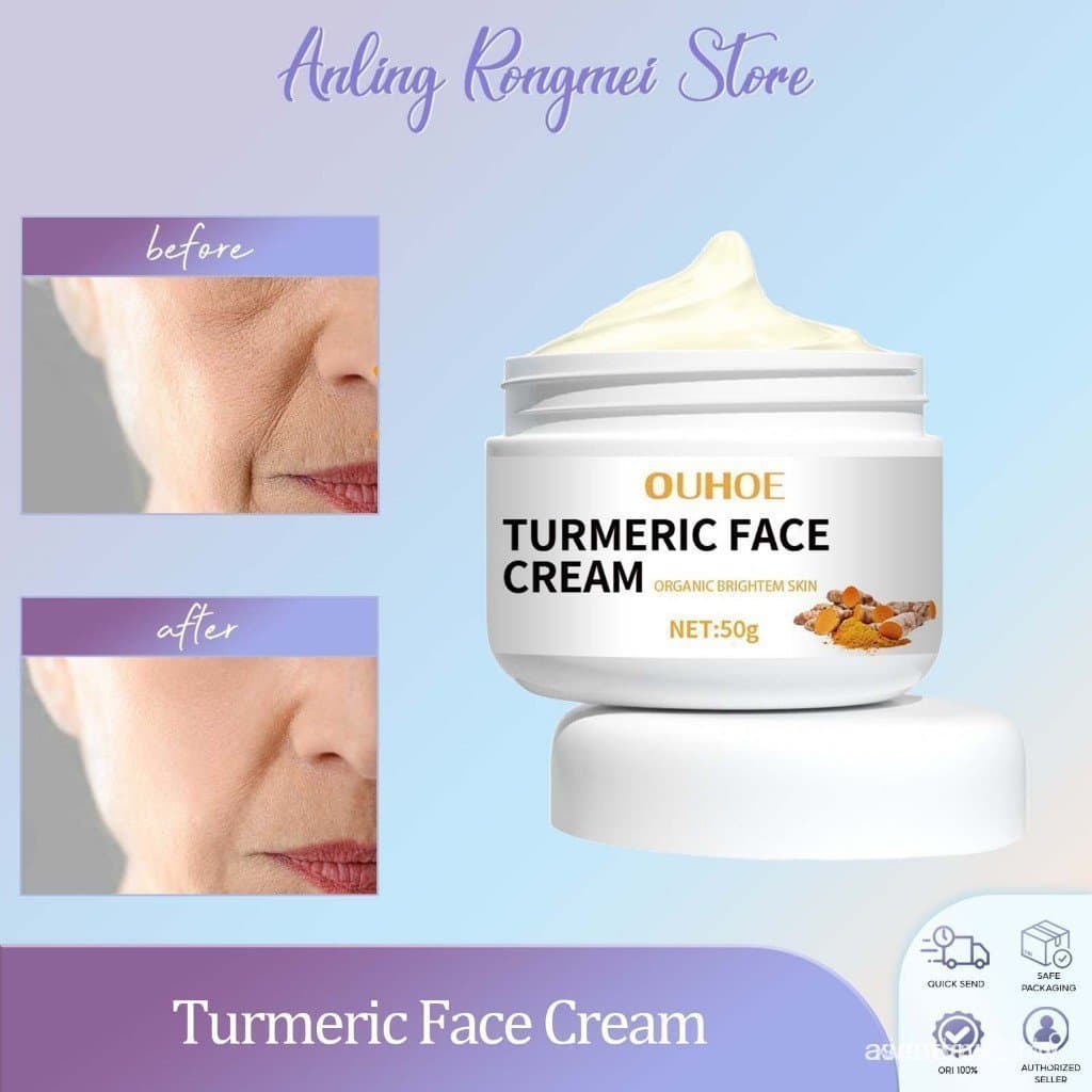 Creme Facial de Cúrcuma OUHOE 50g Antienvelhecimento, Reduz Linhas Finas, Hidratante, Remove Manchas, Retarda o Envelhec