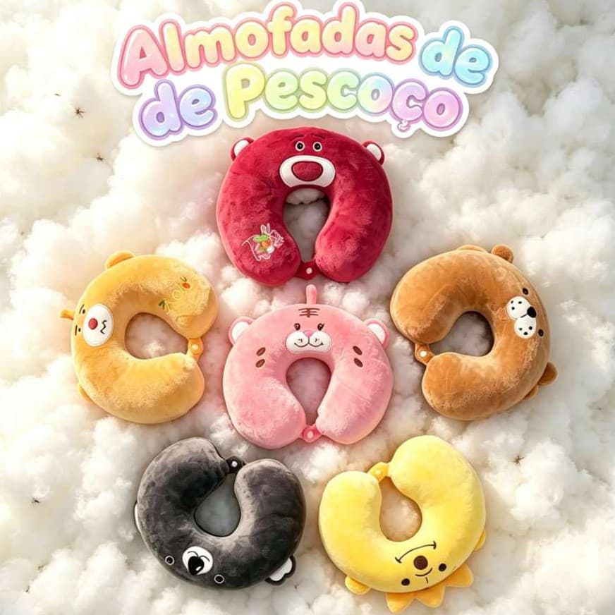 Almofada cervical de urso e tigre portátil