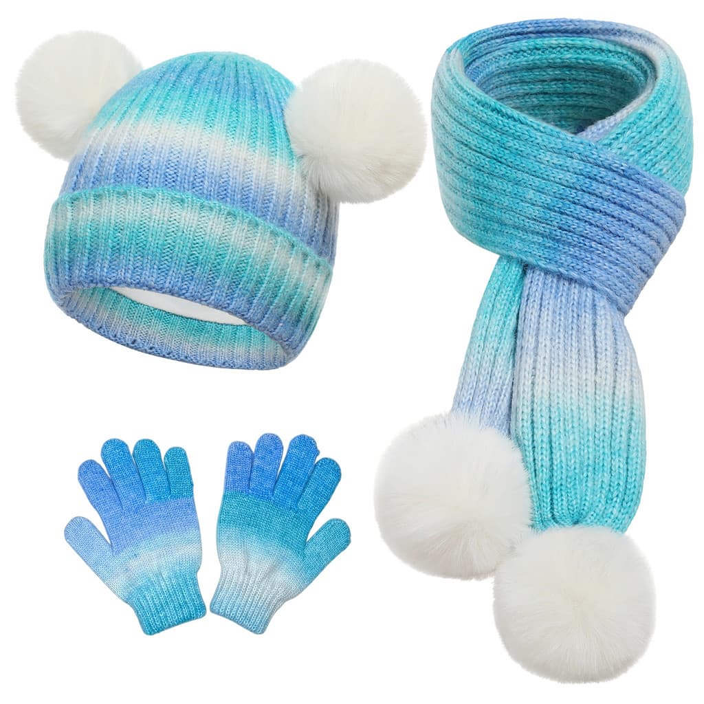 Conjunto de 3 Peças de Inverno: Gorro de Lã Polar, Cachecol com Pompom Fofo e Luvas em 7 Cores