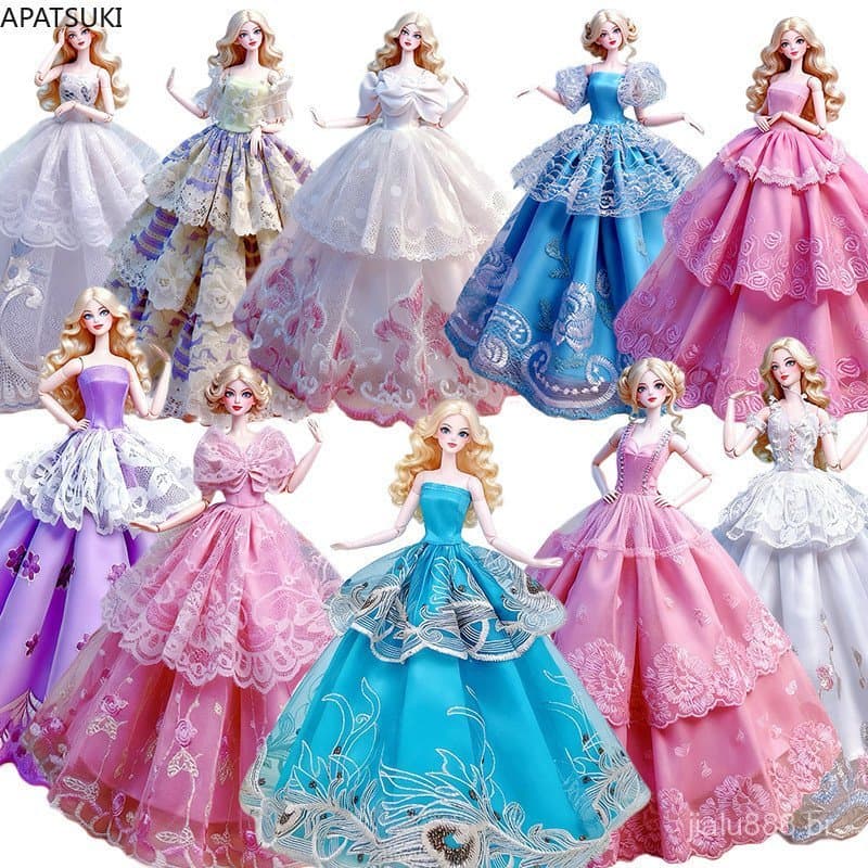 Vestido de Noiva de Múltiplas Camadas para Bonecas de 11,5" - Acessórios para Bonecas BJD 1/6 - Brinquedos Infantis KXHU