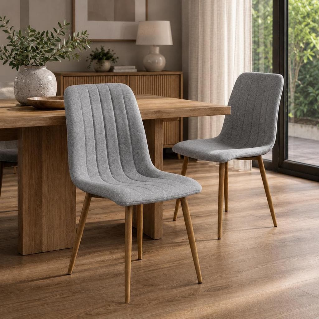 Conjunto 2 Cadeiras De Mesa Jantar Cozinha Kendra Estofada em Linho Moderna 120kg