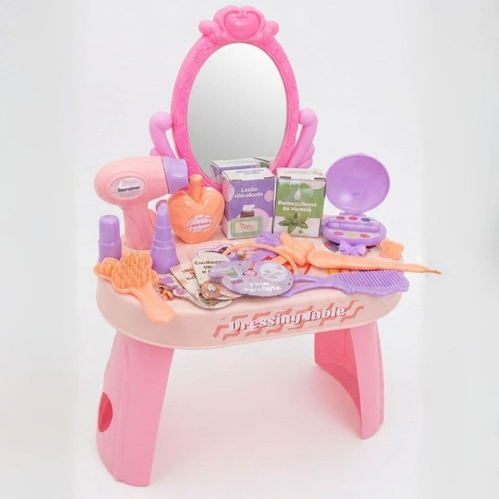 Brinquedo Infantil Meninas Presente Dia das Crianças Penteadeira Pequena Princesa Espelho Acessórios