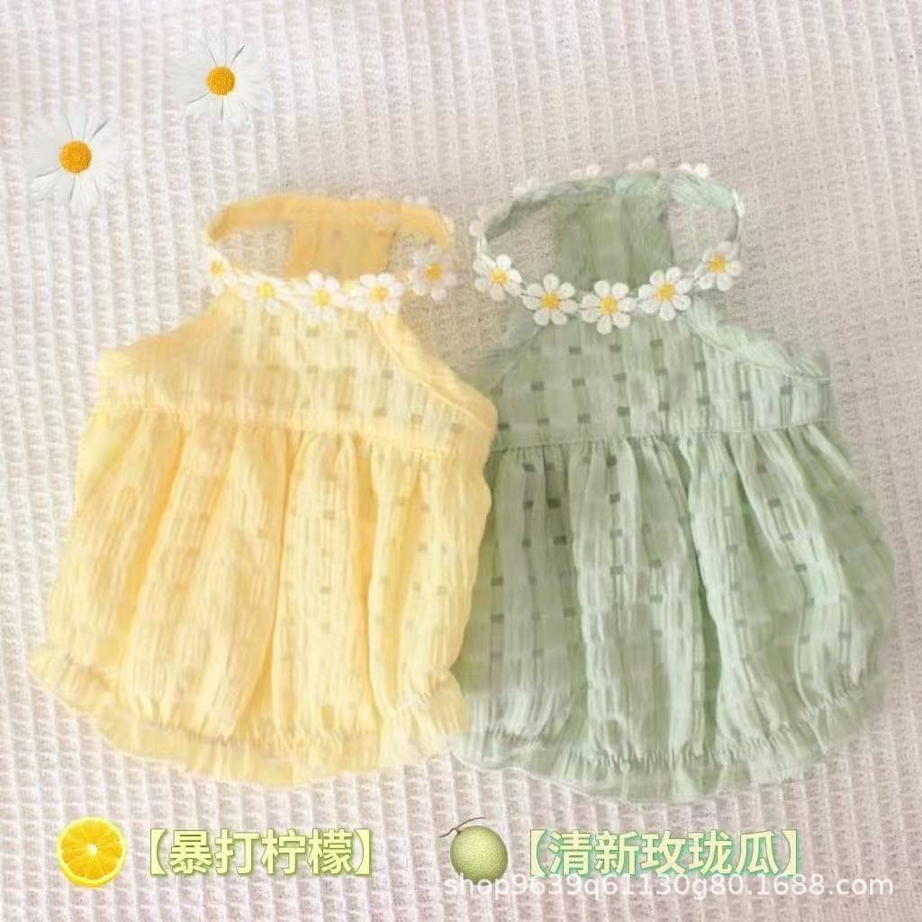 Gato roupas de verão saia pequena Anti-Fluffy bonito ins ouro gradiente Muppet gato inglês curto verão Suspender saia