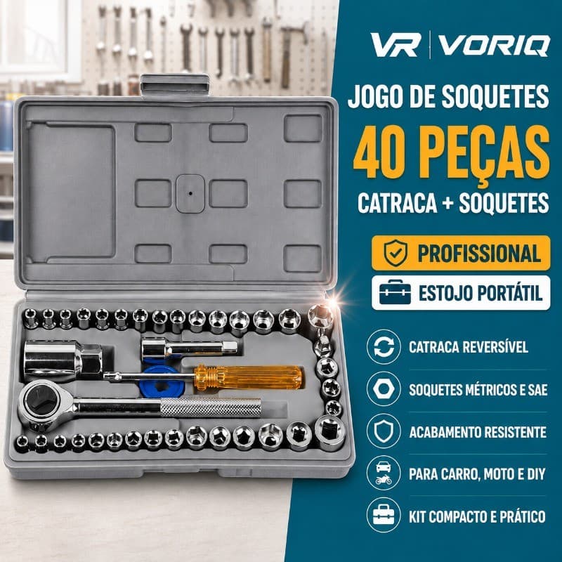 Caixa Maleta Ferramentas Catraca Soquetes Com 40 Peças Resistente à Pressão Resistente à Abrasão