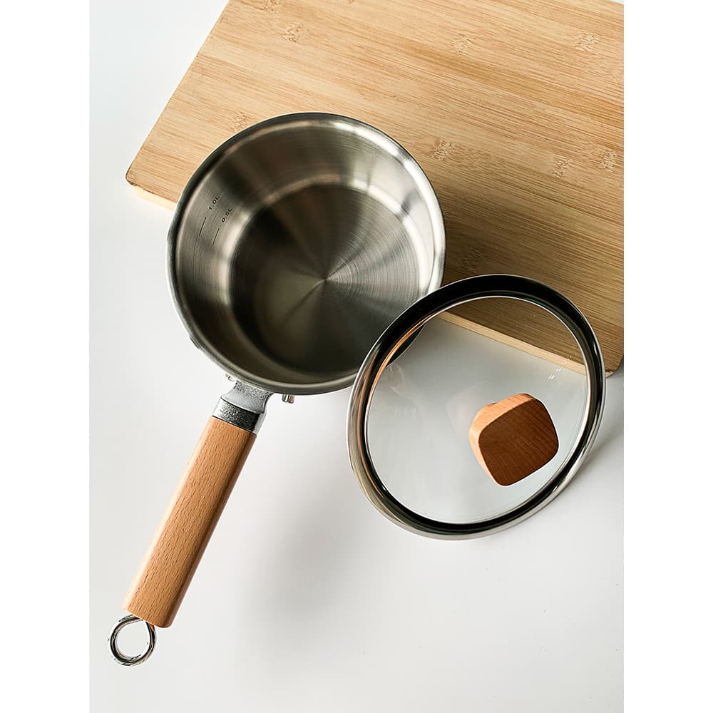 Engrossado estilo japonês 316 aço inoxidável doméstico pequeno pote de leite panela de neve bebê comida complementar esp