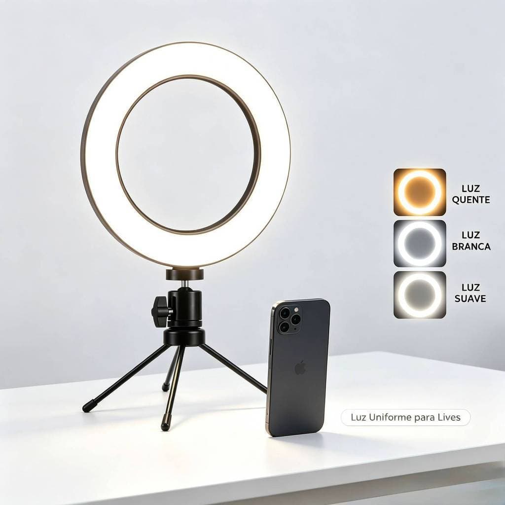 Ring Light de Mesa Blogueira Portatil Luminária De Led Tripé + 6 Polegadas De 16 Cm Right ZMX-160