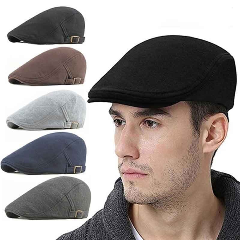 Novo Boné Vintage Masculino Estilo Newsboy, Boné Plano da Moda, Boina Feminina de Cor Sólida, Boné Quente de Primavera.