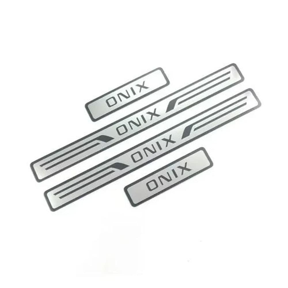 Aço Inoxidável Guarnição de Soleira Proteção de Porta de Carro para Chevrolet Onix/Onix Plus, Conjunto de 4 peças