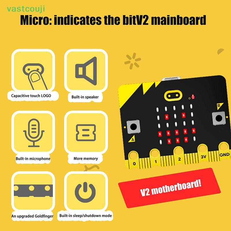 Placa De Desenvolvimento Vastcouji BBC Micro:Bit V2 Go Edition Para Crianças-Microbit V2.0 br