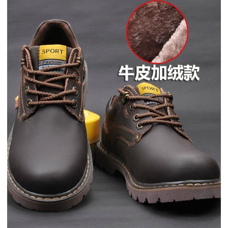 W inverno Martin sapatos masculinos forro de lã quente Casual sapatos de couro macacão sapatos masculinos de ded